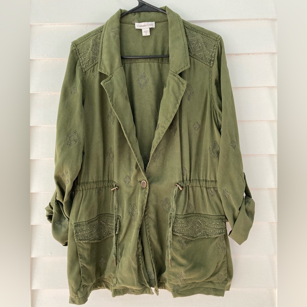 Coldwater Creek | Embroidered Utility Jacket Size Medium